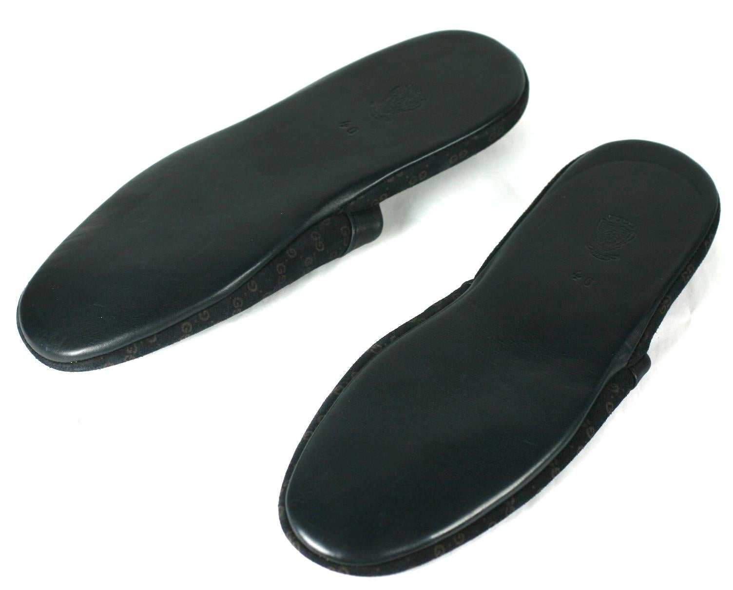Black Gucci Suede Logo Slippers For Sale
