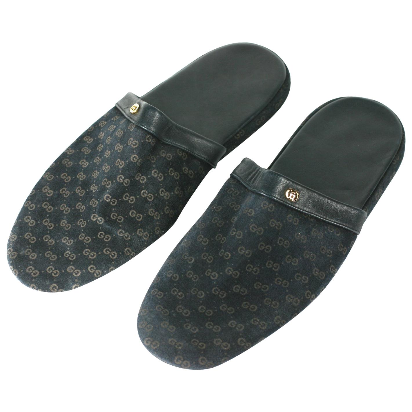 Gucci Suede Logo Slippers For Sale at 