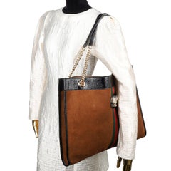 GUCCI Suede Patent Large Rajah Chain Tote