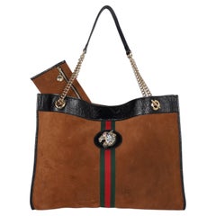 GUCCI Suede Patent Large Rajah Chain Tote