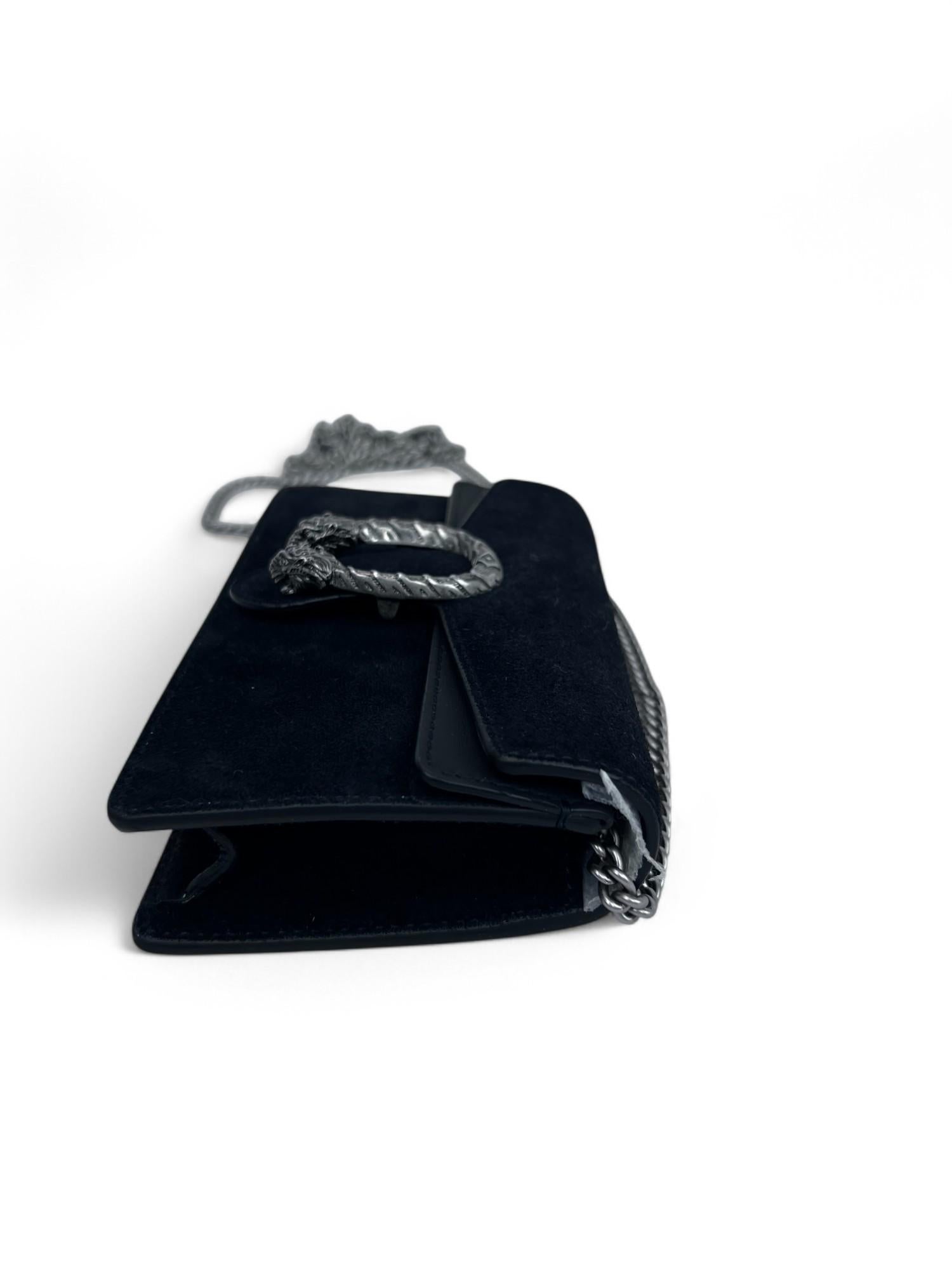 Women's Gucci Suede Super Mini Dionysus Shoulder Bag Black For Sale