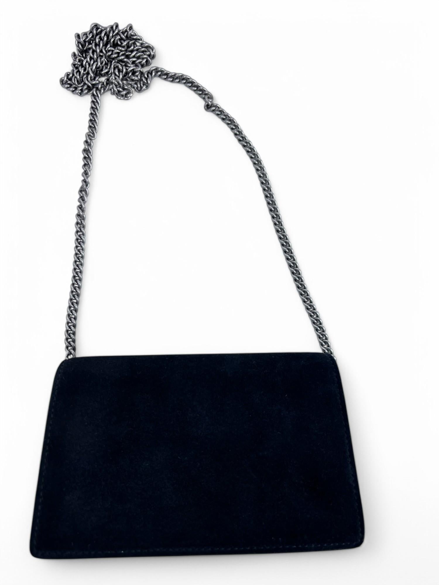 Gucci Suede Super Mini Dionysus Shoulder Bag Black For Sale 3