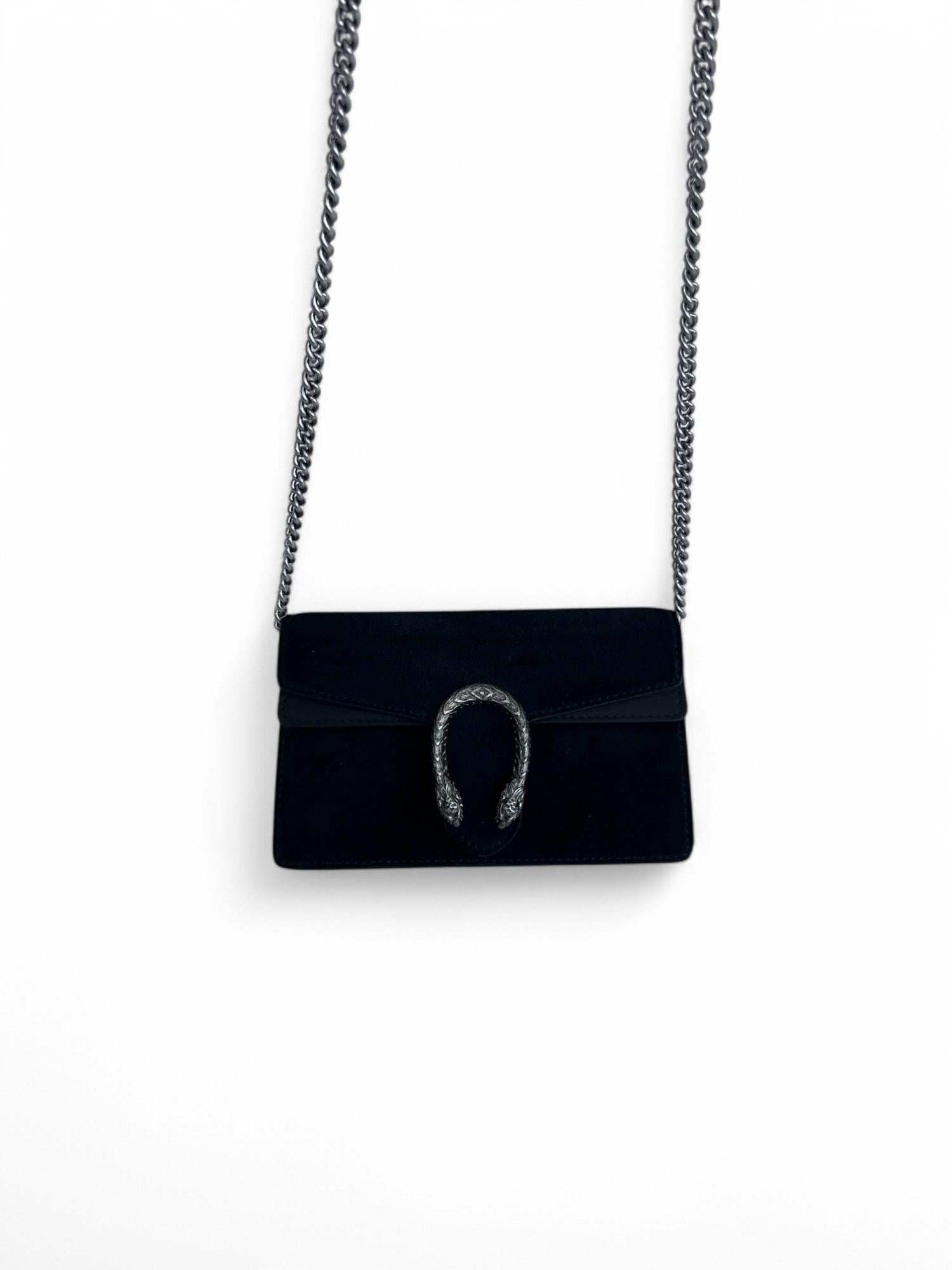 Gucci Suede Super Mini Dionysus Shoulder Bag Black For Sale 4