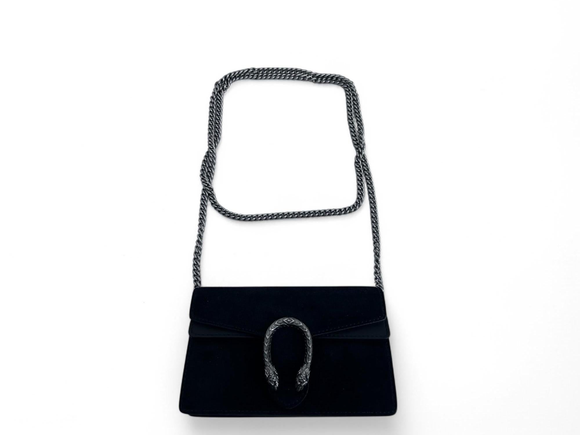Gucci Suede Super Mini Dionysus Shoulder Bag Black For Sale 5