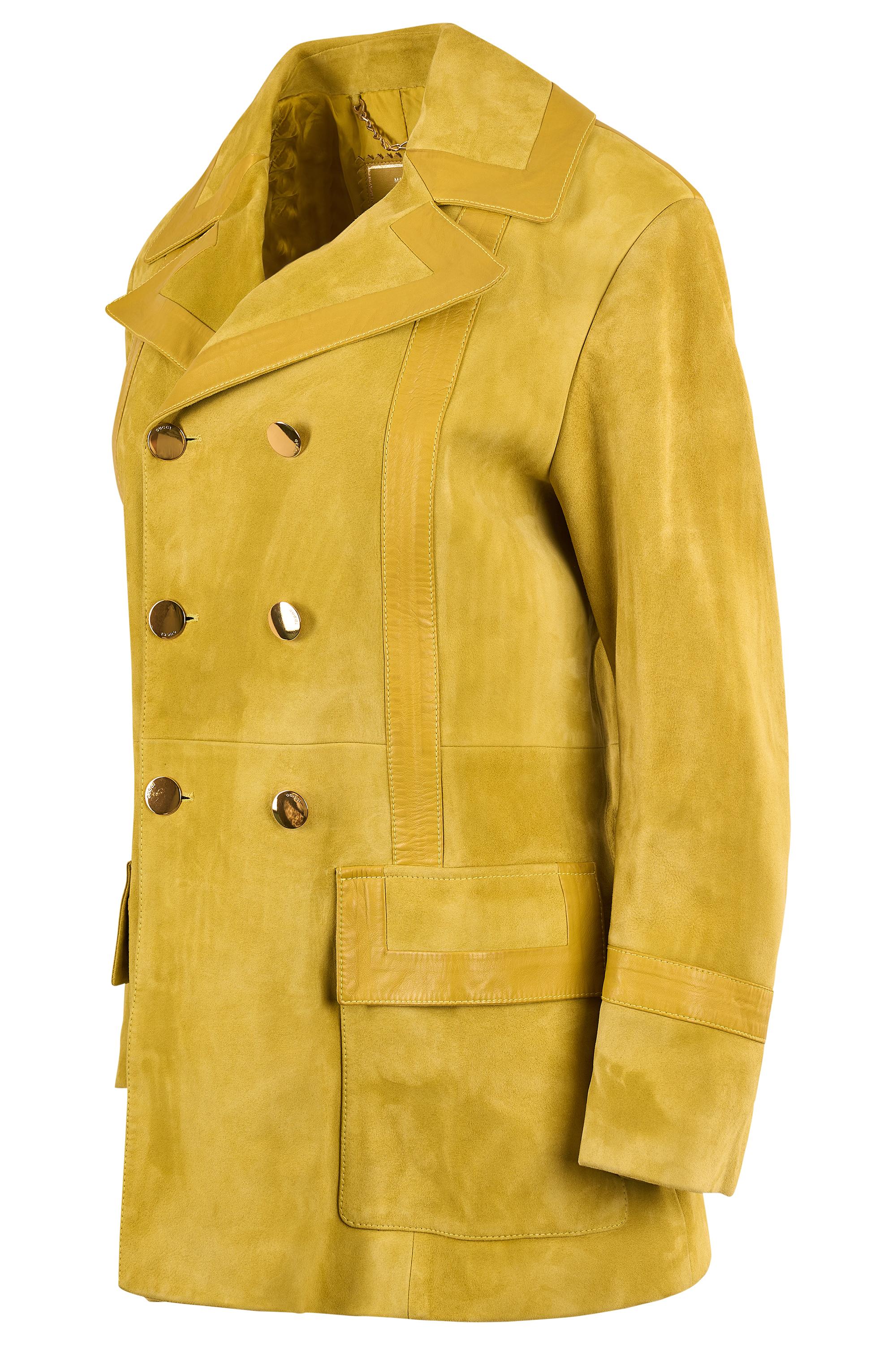 Gucci Set in pelle scamosciata giallo senape ispirato agli anni '70 in vendita 5