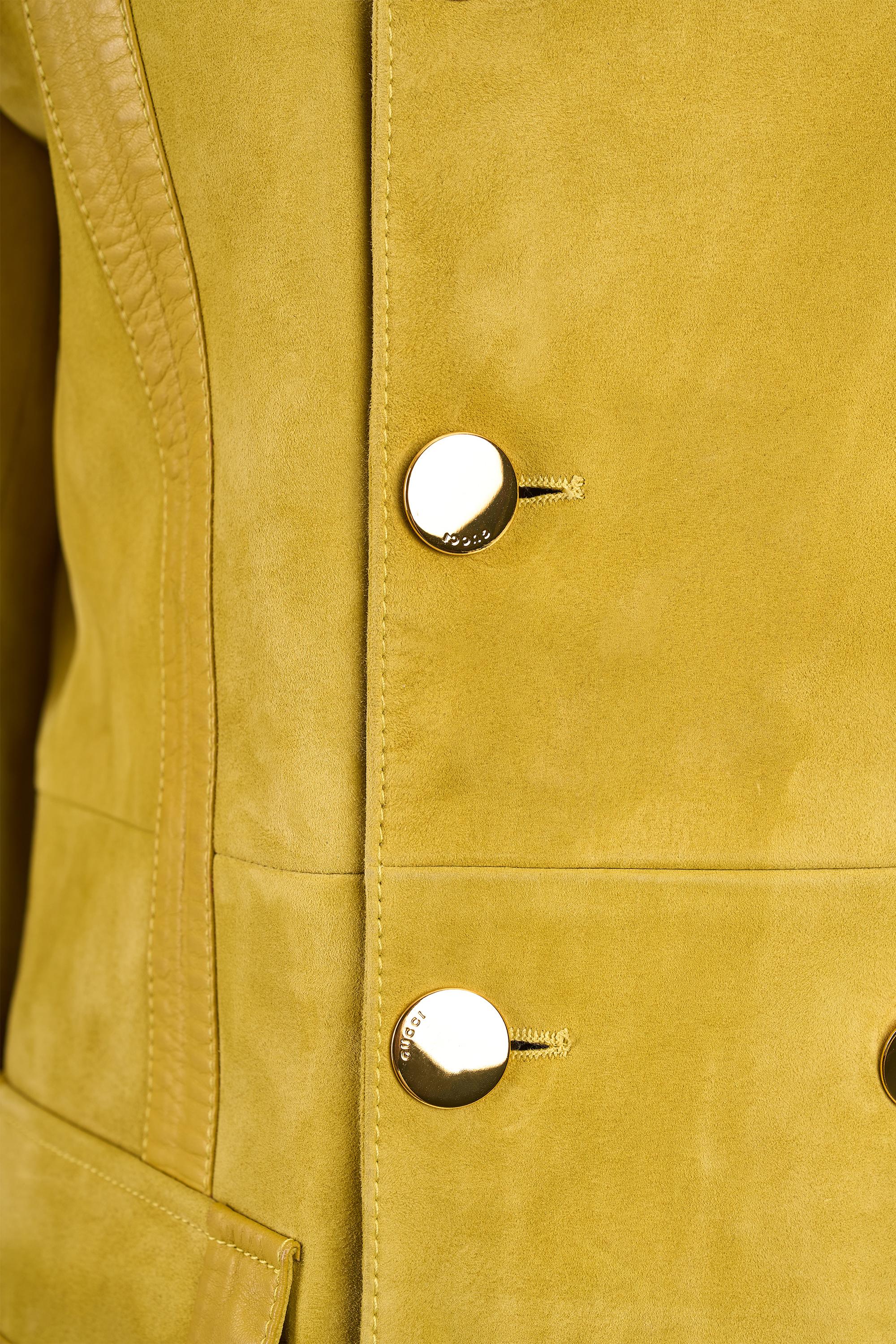 Gucci Set in pelle scamosciata giallo senape ispirato agli anni '70 in vendita 3
