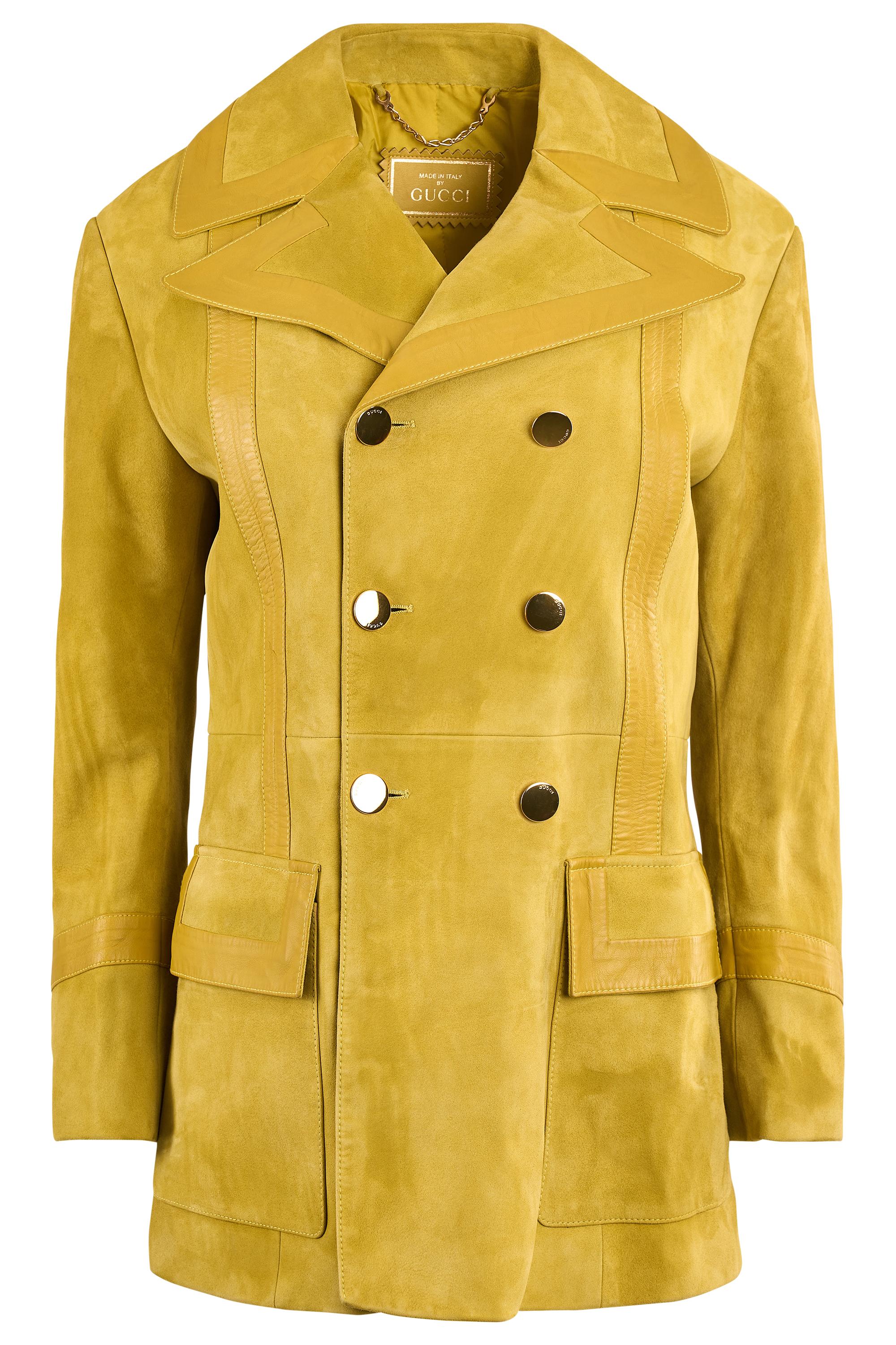 Gucci Set in pelle scamosciata giallo senape ispirato agli anni '70 in vendita 4