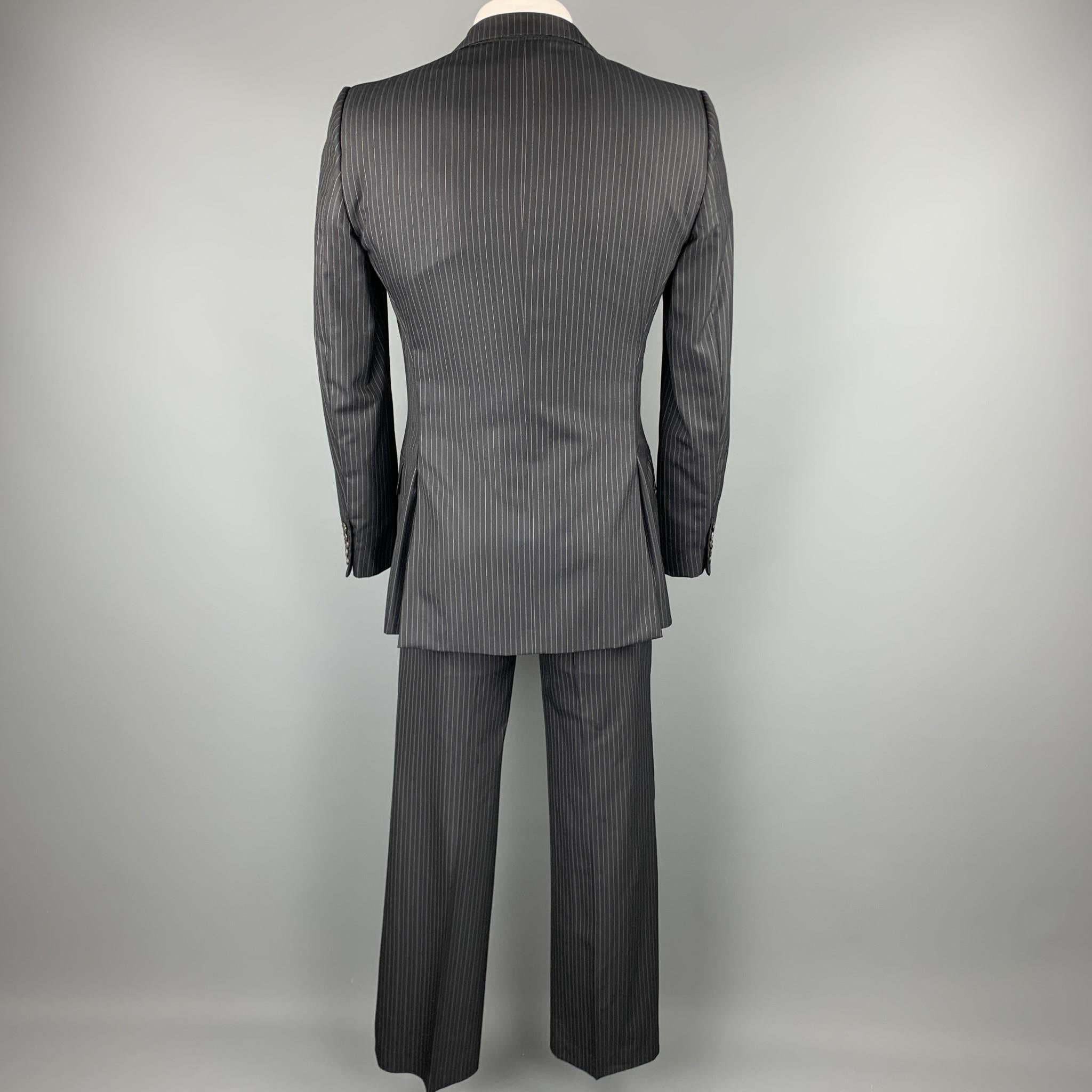 Men's GUCCI Suit - US 40 / IT 50 Long Black Stripe Wool / Silk Notch Lapel