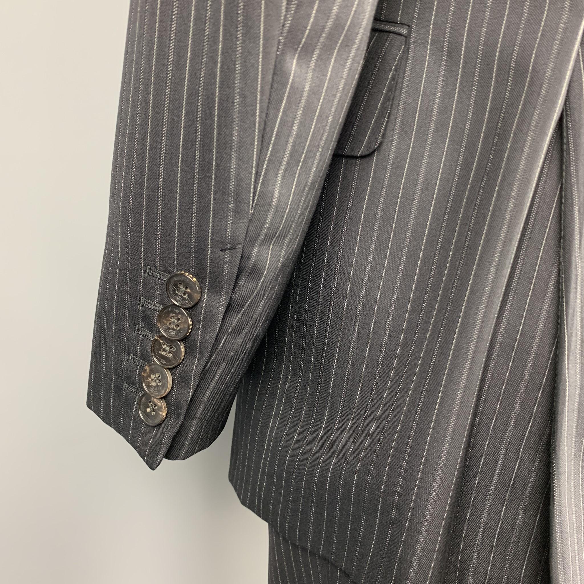 GUCCI Suit - US 40 / IT 50 Long Black Stripe Wool / Silk Notch Lapel 1