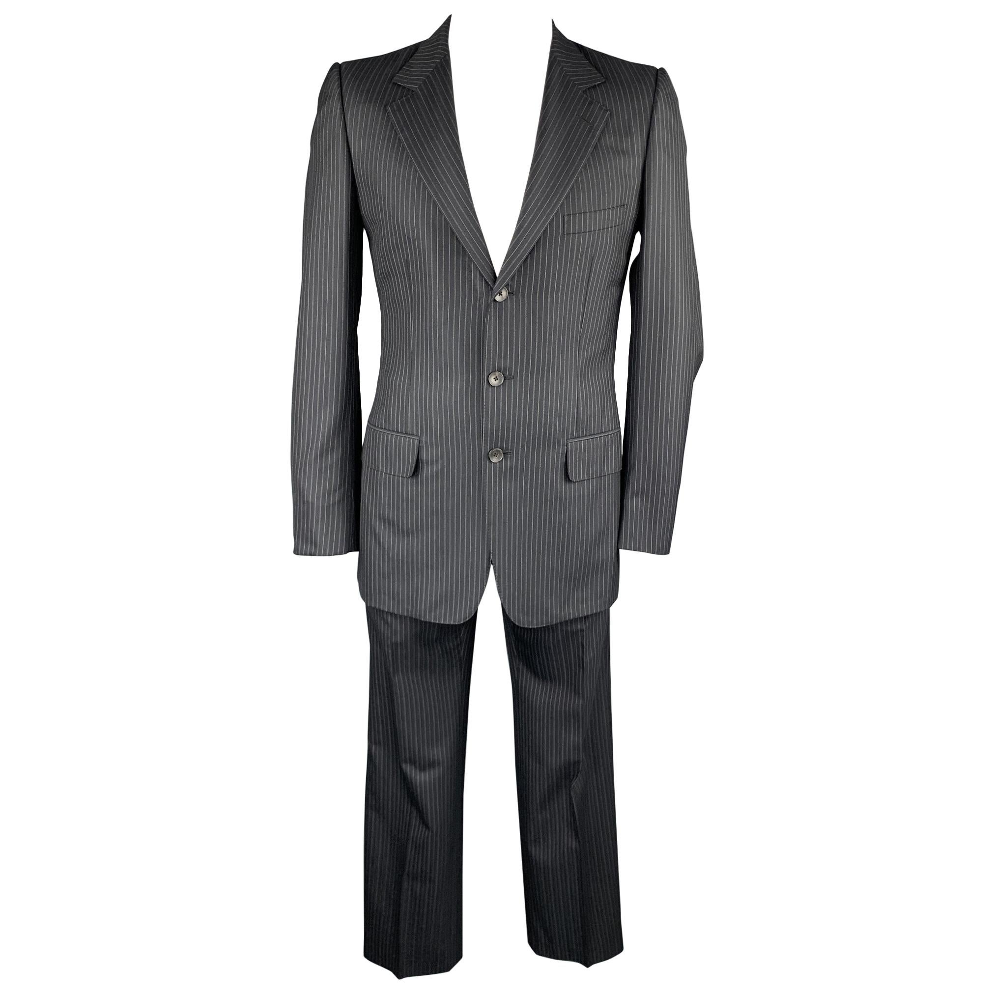 GUCCI 38 Black and White Houndstooth Wool / Silk Notch Lapel Suit at