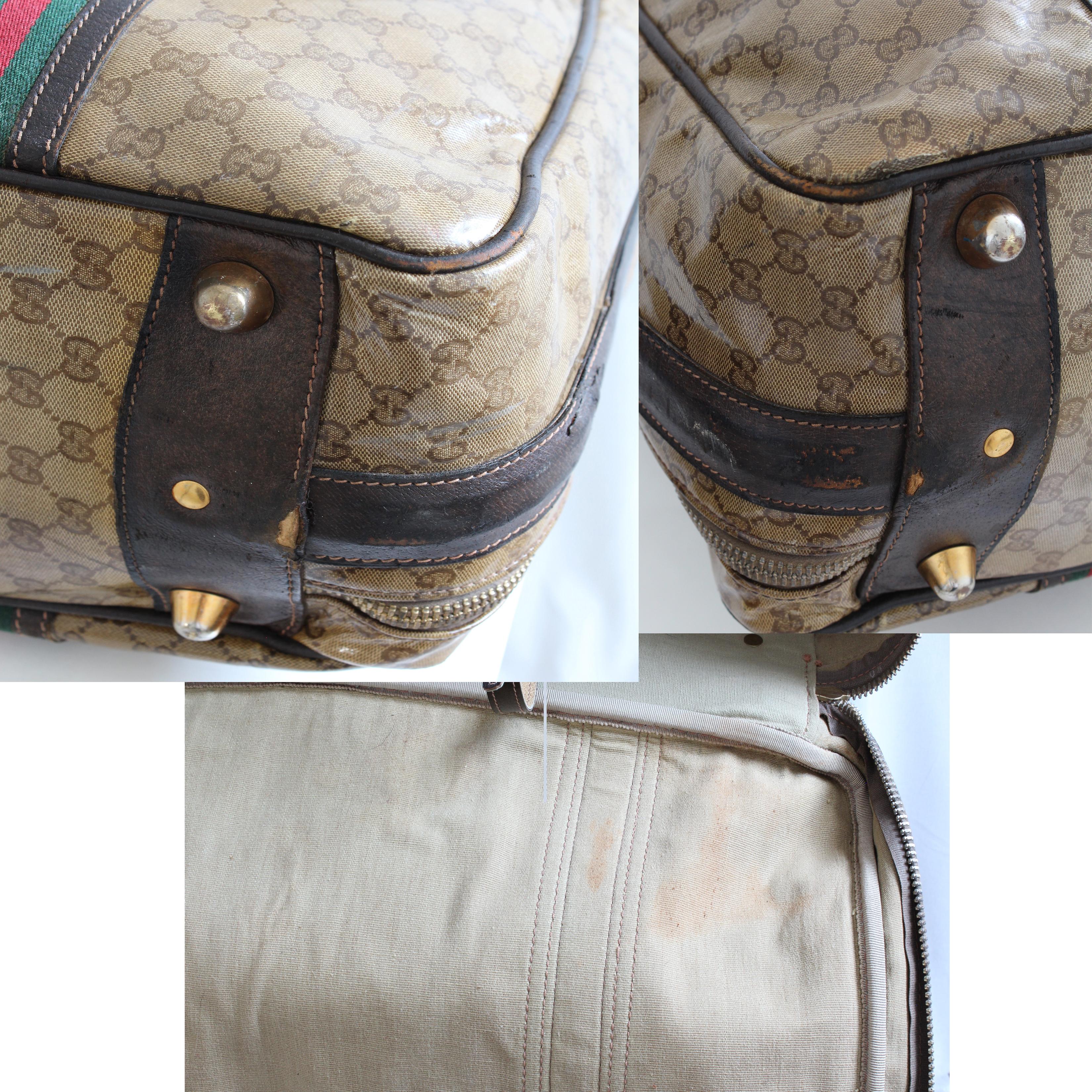 Gucci Suitcase Coated Canvas GG Logo Leather Soft Luggage Travel 28in Vintage 3