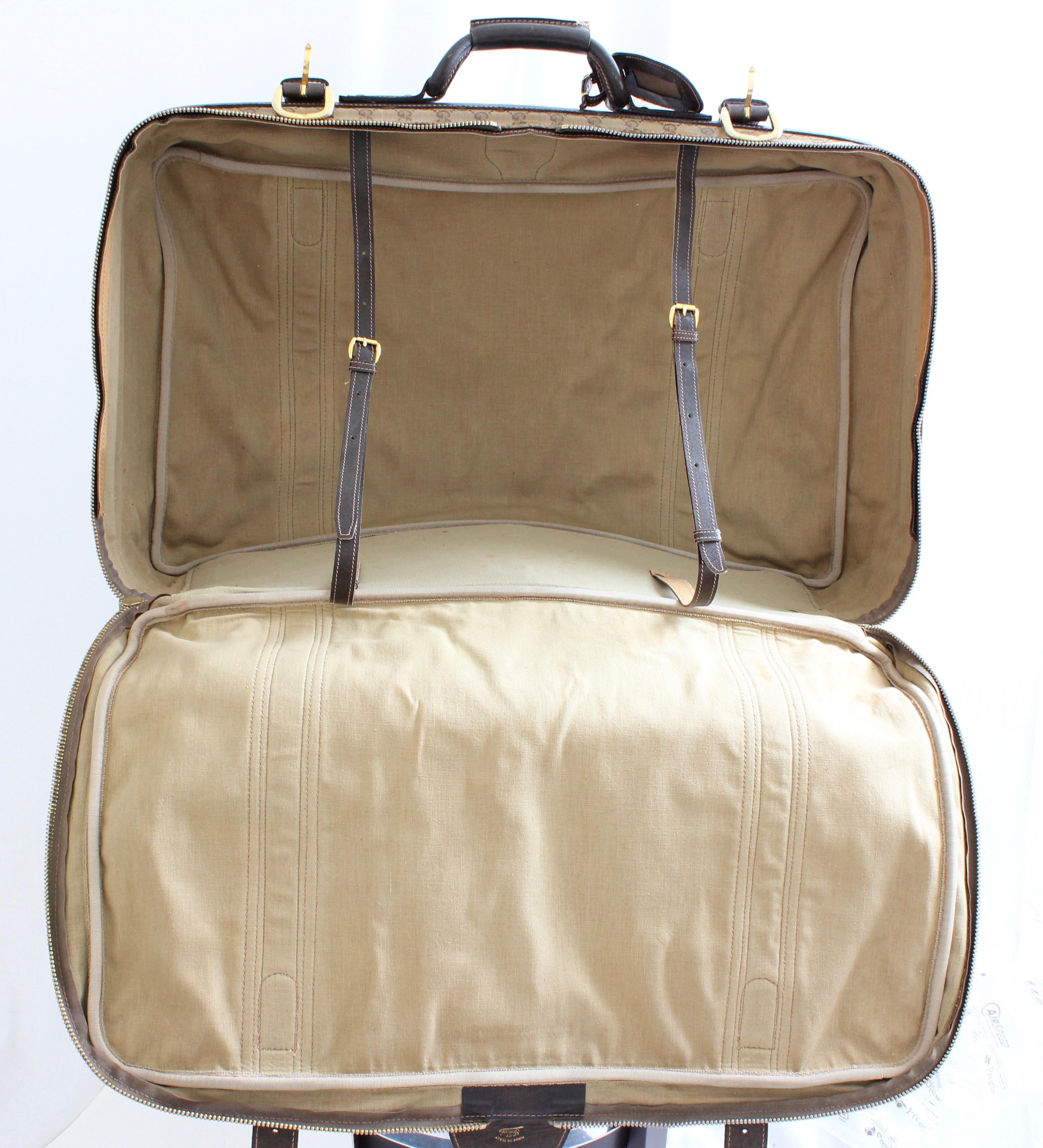 Gucci Suitcase Coated Canvas GG Logo Leather Soft Luggage Travel 28in Vintage In Good Condition In Port Saint Lucie, FL
