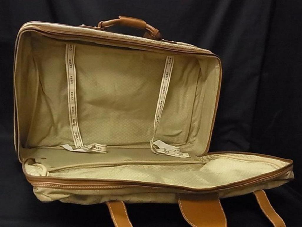 Marron Sac de voyage Gucci Suitcase Monogramme 239391 Beige X Brown Gg Canvas Cuir Weekend en vente