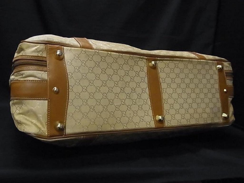 Sac de voyage Gucci Suitcase Monogramme 239391 Beige X Brown Gg Canvas Cuir Weekend en vente 2