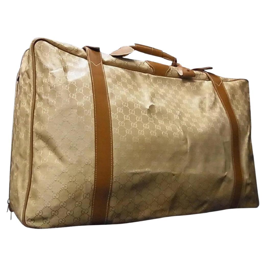 Sac de voyage Gucci Suitcase Monogramme 239391 Beige X Brown Gg Canvas Cuir Weekend en vente