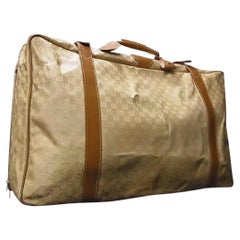 Vintage Gucci Suitcase Luggage Monogram 239391 Beige X Brown Gg Canvas Leather Weekend