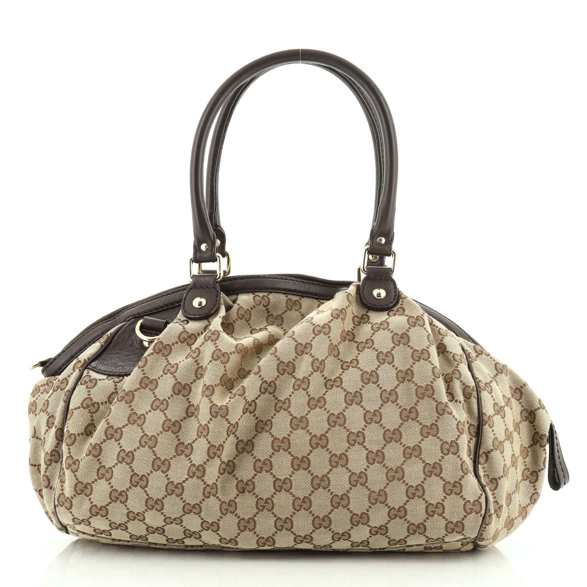 Brown Gucci Sukey Boston Bag GG Canvas