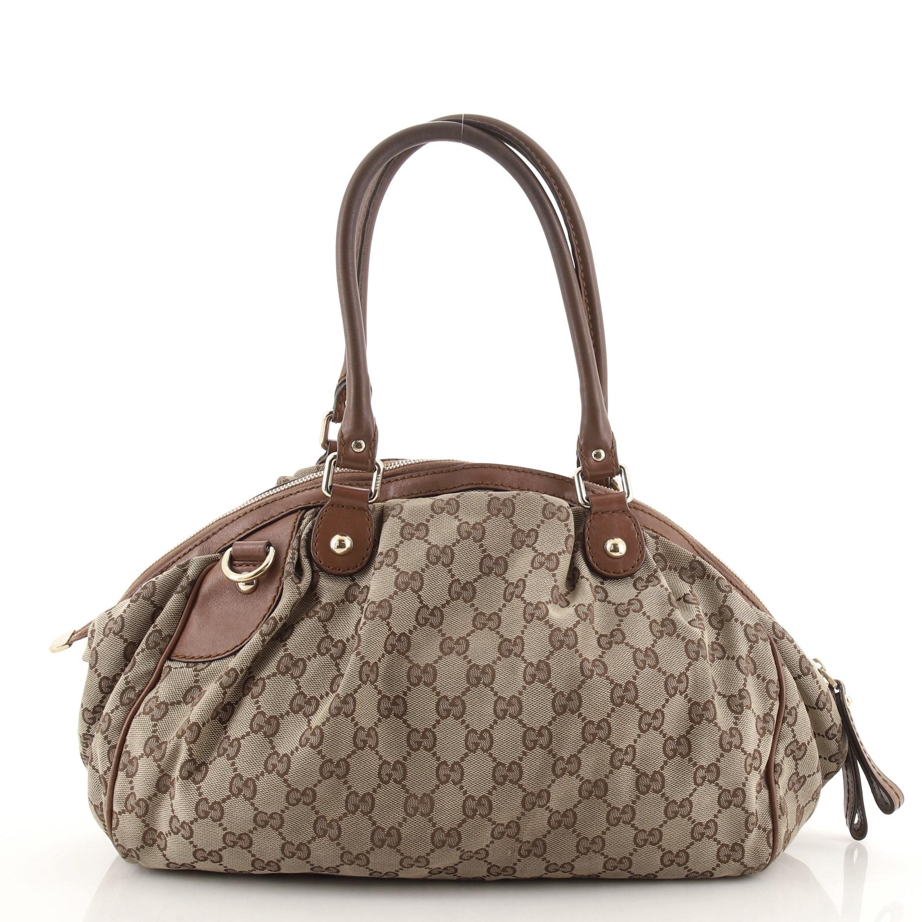 Gucci Sukey Boston Tasche GG Segeltuch (Braun)