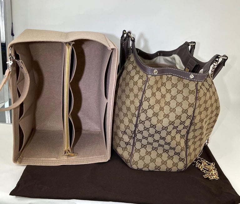 Vintage Gucci Sukey Brown GG Monogram Large Canvas Tote Bag