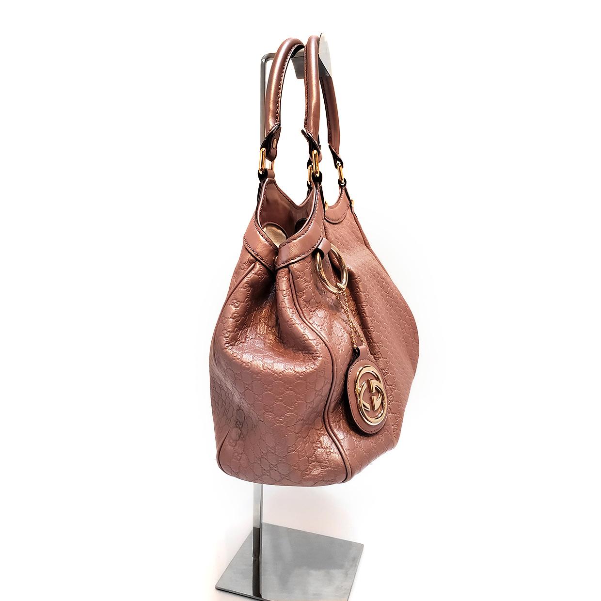 Brown Gucci Sukey Pink Microguccissima Tote Handbag For Sale