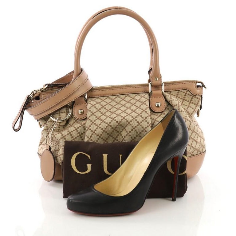 Gucci Sukey Top Handle Satchel Diamante Canvas Medium For Sale at 1stdibs