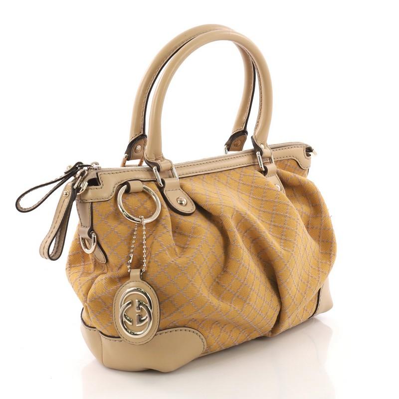 Brown Gucci Sukey Top Handle Satchel Diamante Canvas Medium