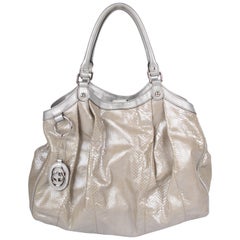 Gucci Sukey Tote Bag Python Large - silver