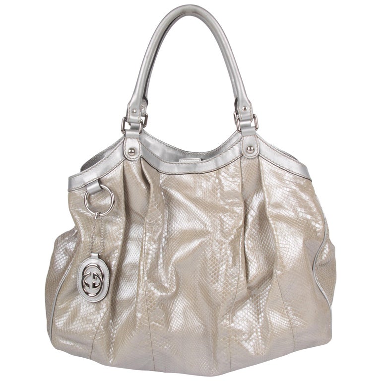 Gucci Sukey Tote Bag Python Large - silver at 1stDibs