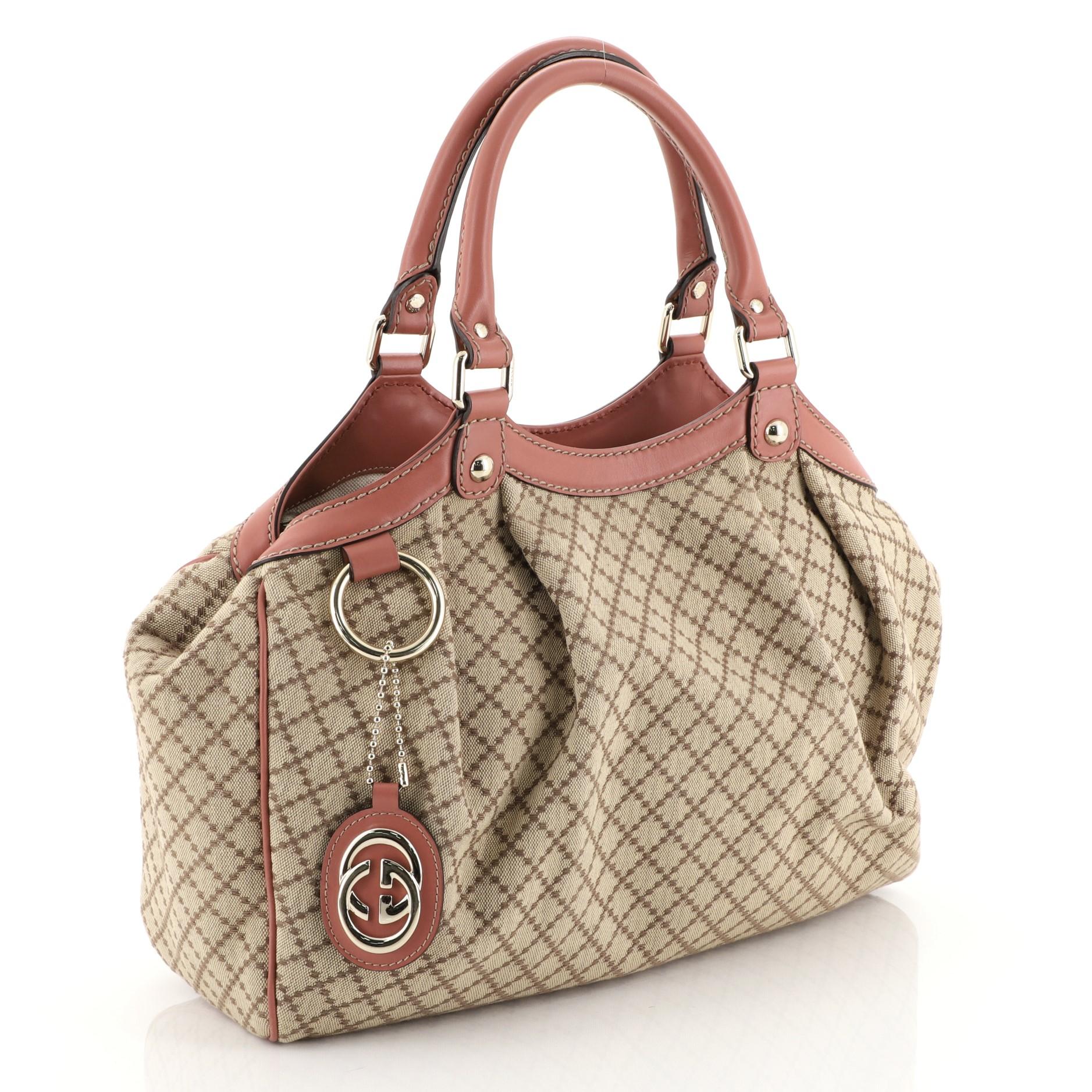 Brown Gucci Sukey Tote Diamante Canvas Medium