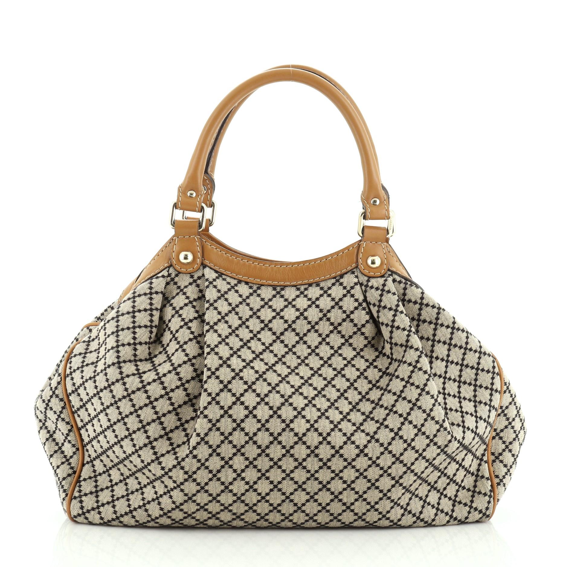 Brown Gucci Sukey Tote Diamante Canvas Medium