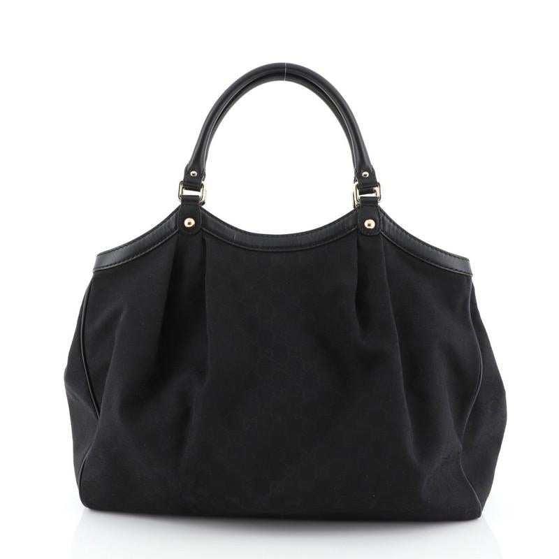 Black Gucci Sukey Tote GG Canvas Large, crafted from black GG canvas