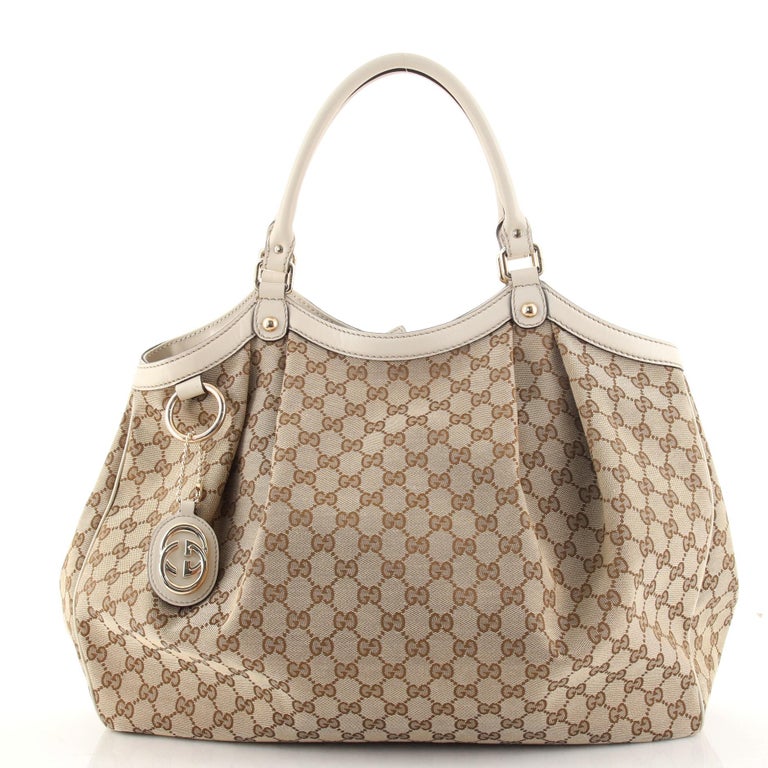 Gucci 'Sukey' GG Canvas and Ivory Leather Tote – Encore Resale.com