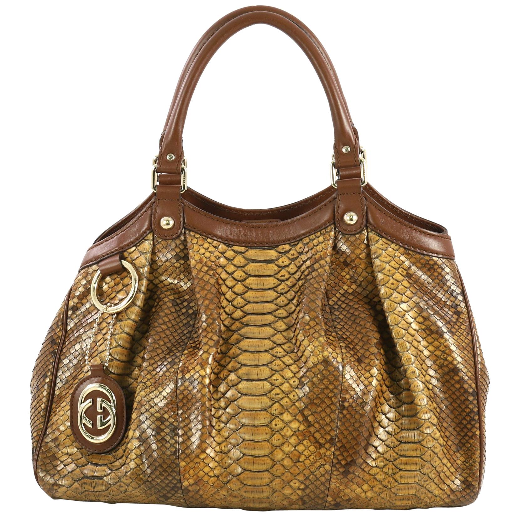 Gucci Sukey Tote Python Medium, crafted from genuine brown python
