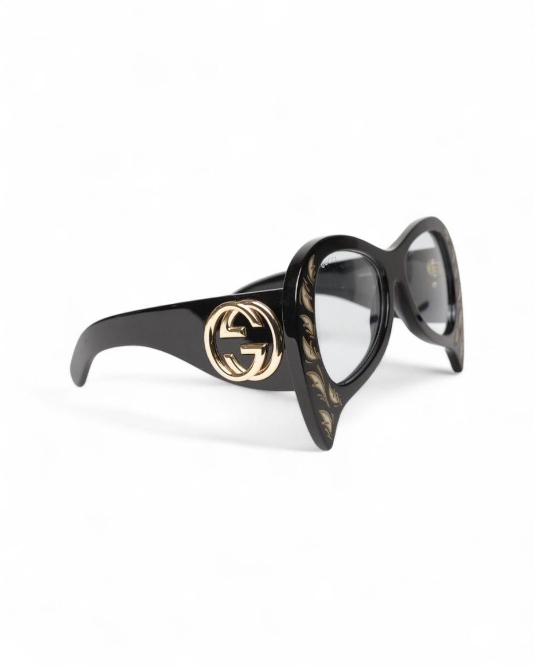 Occhiali da sole Gucci con montatura rotonda oversize Nero In condizioni ottime in vendita a Torre Del Greco, IT