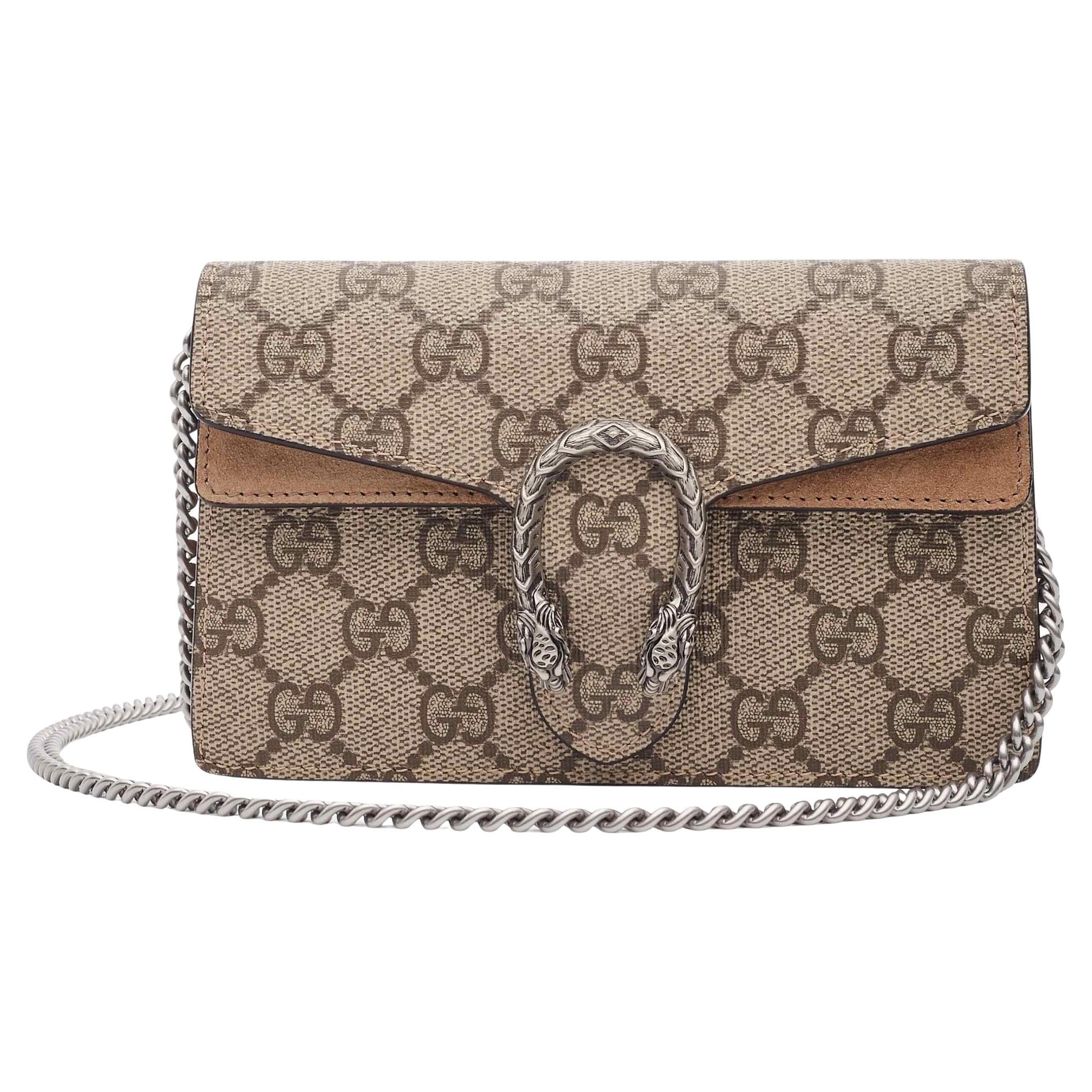 Gucci Super Mini Dionysus Monogram GG Supreme Bag  For Sale