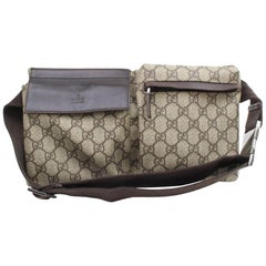Gucci  Supreme Bum Pouch Waist Pack 867073 Brown Coated Canvas Cross Body Bag