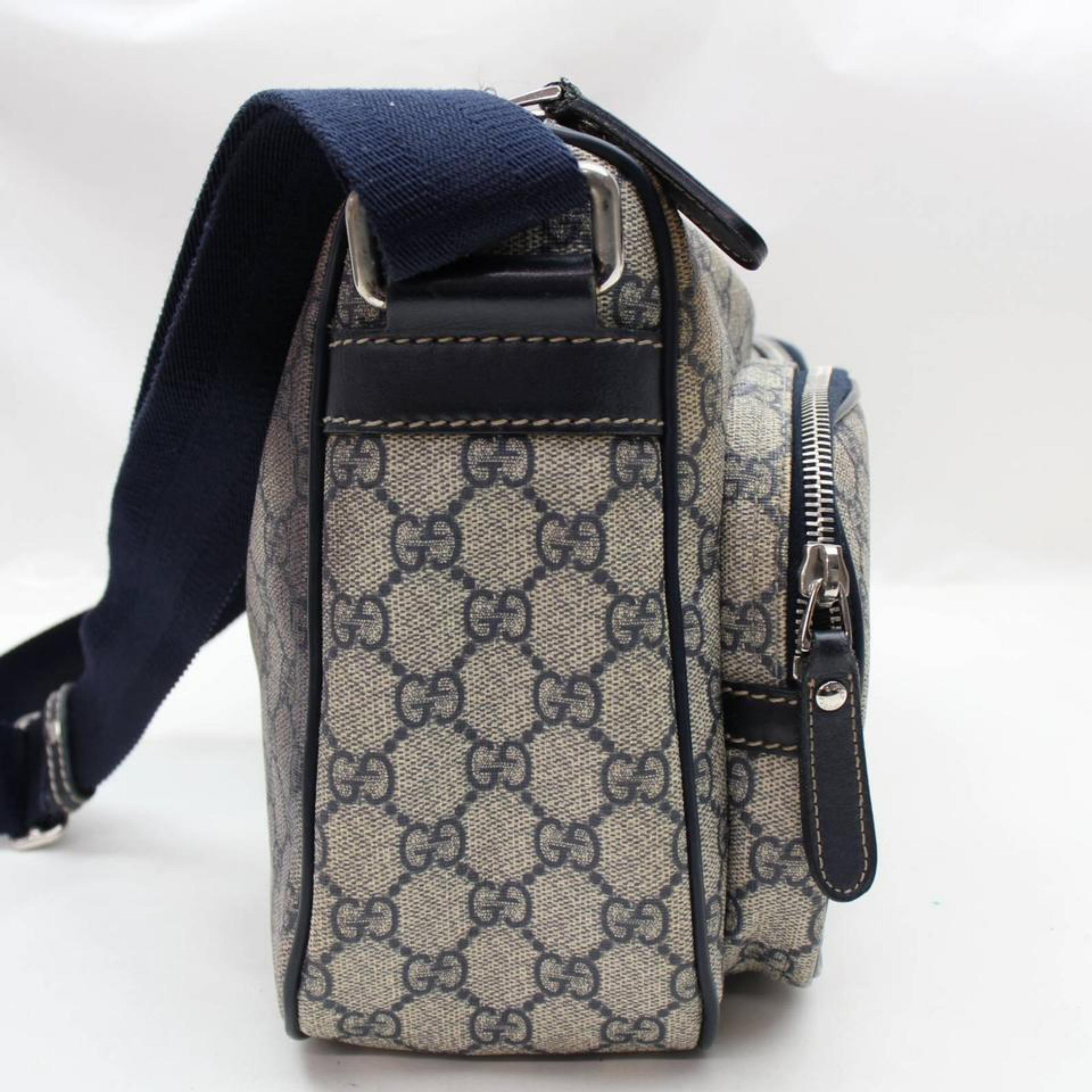 Gucci Supreme Front Pocket Messenger 867296 Navy Coated Canvas Cross Body Bag 4