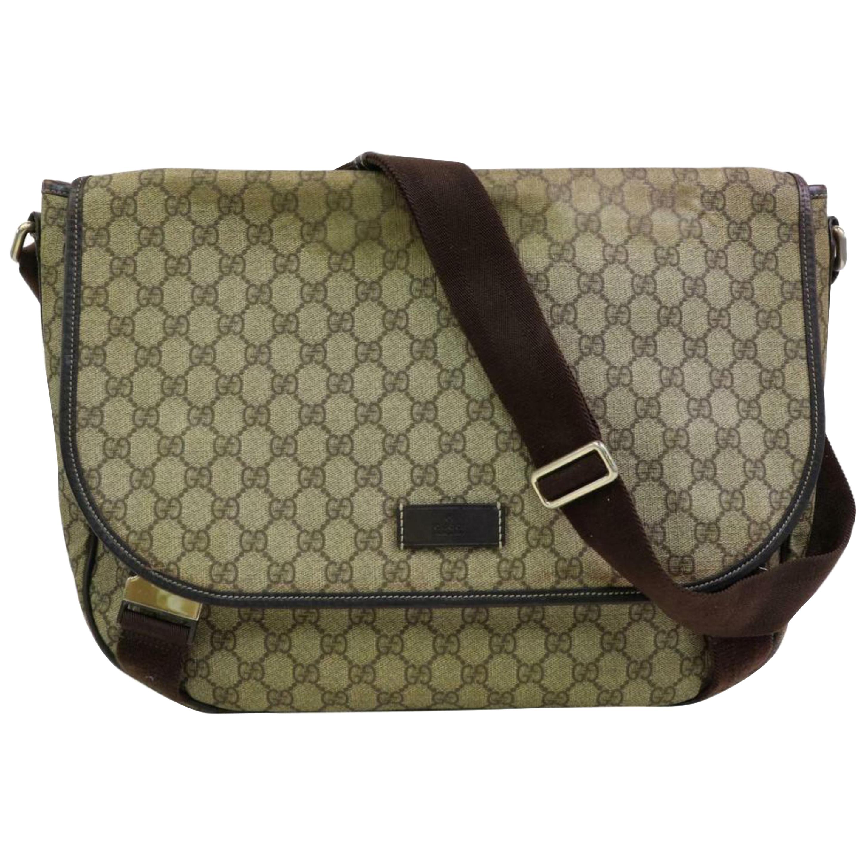 Gucci Supreme Gg Monogram Flap Messenger 870368 Brown Coated Canvas Shoulder Bag For Sale