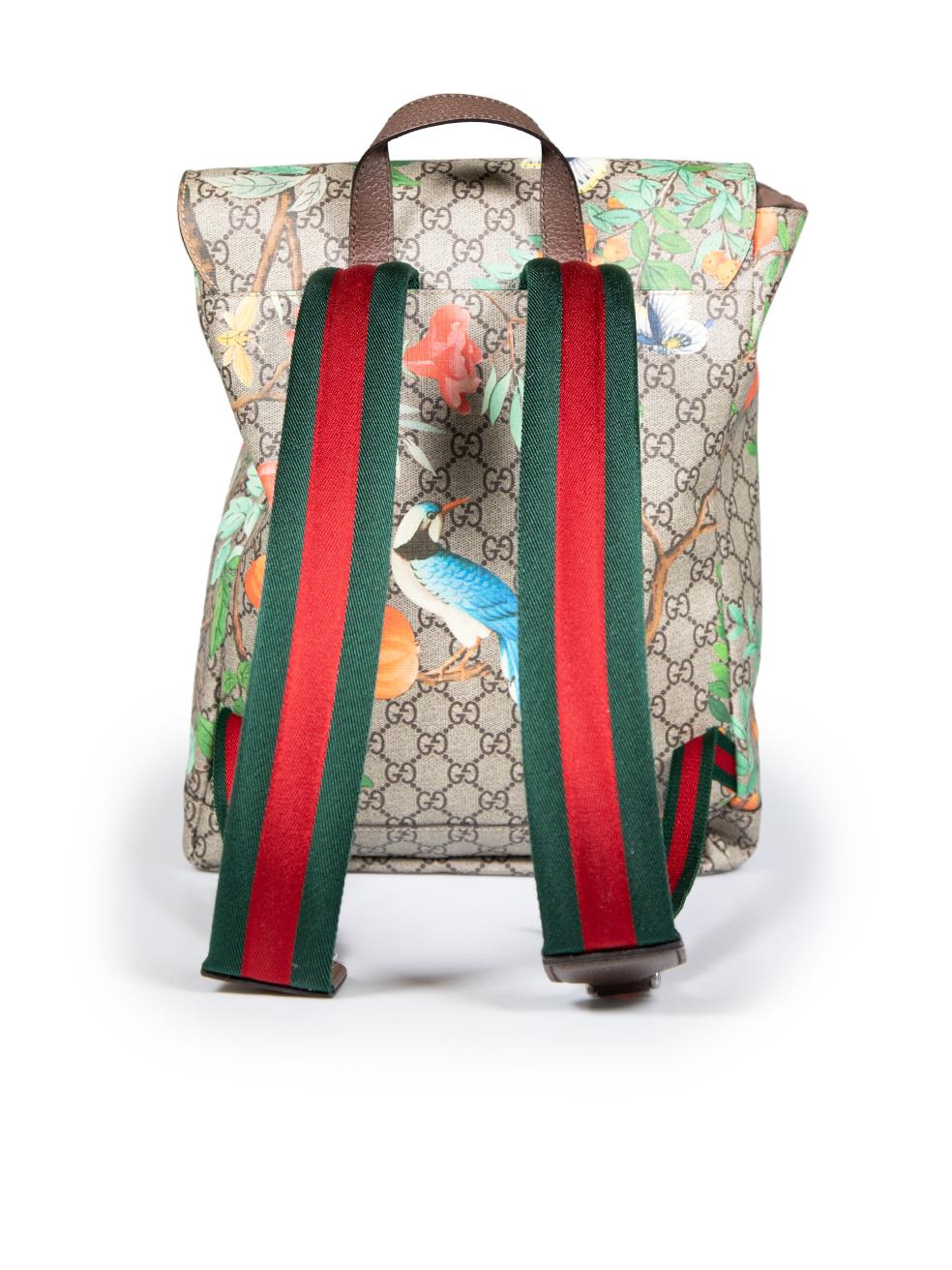 Gucci Supreme GG Monogram Tian Web Single Buckle Backpack In Excellent Condition For Sale In London, GB