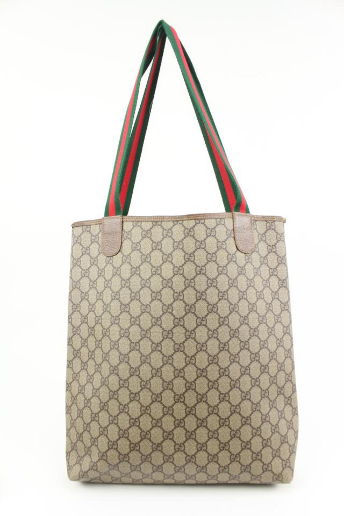 Gucci Supreme GG Web Handle Shopper Tote Bag 74gz411s In Good Condition In Dix hills, NY