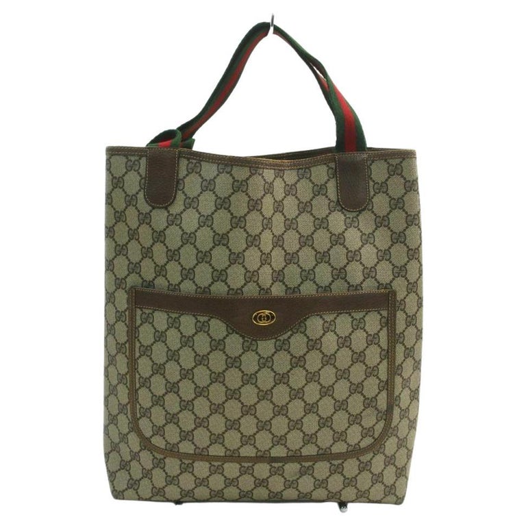 Gucci Vintage Brown Shopper Supreme GG Monogram Canvas Large Tote Shoulder  Bag at 1stDibs