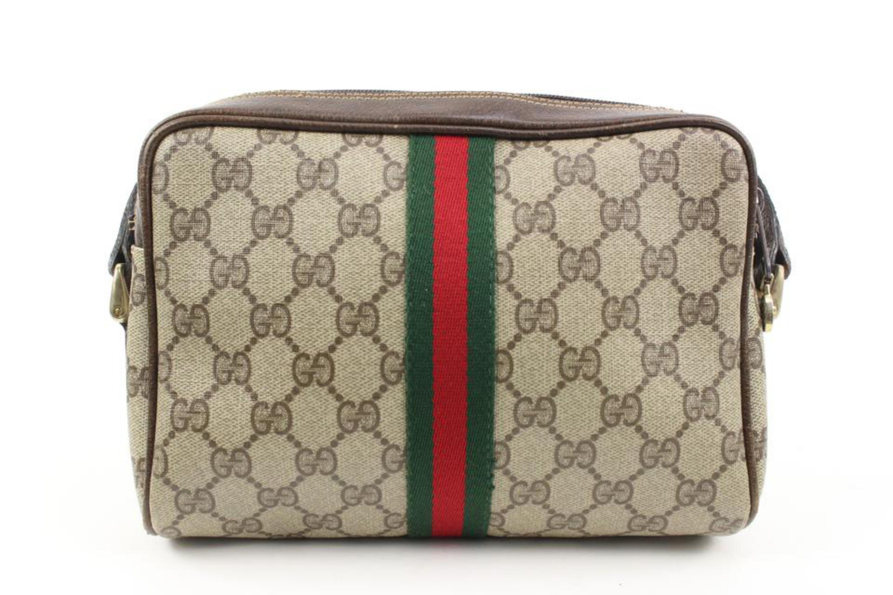 Gucci Supreme GG Web Ophidia Crossbody Camera bag s29g36 In Good Condition In Dix hills, NY