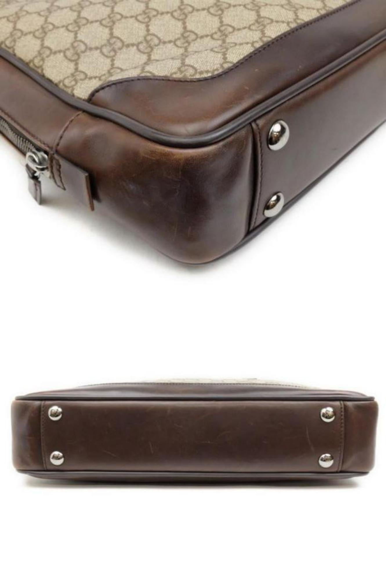 Gucci Supreme Monogram Attache 224703 Brown Leather Laptop Bag For Sale 1