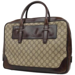 Gucci Supreme Monogram Attache 224703 Brown Leather Laptop Bag