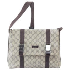 Gucci Supreme Monogram Buckle Messenger 868796 Brown Coated Canvas Cross Body Ba