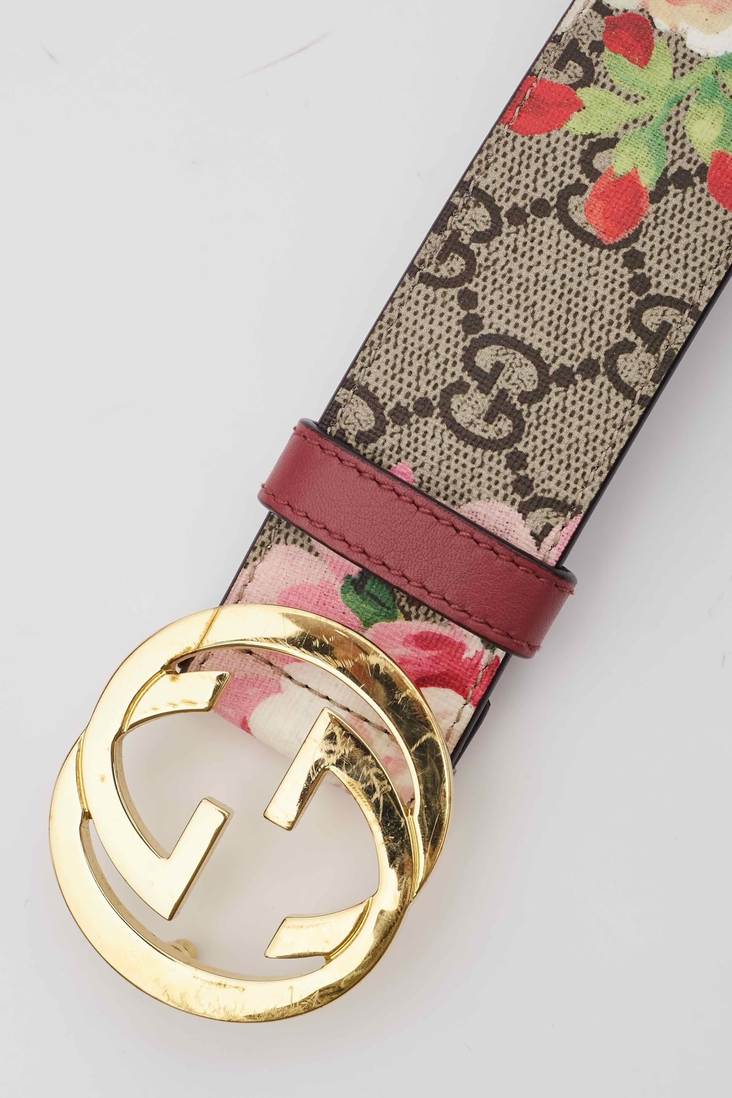 Gucci Supreme Monogram Floral Interlocking GG Belt (Size 75/30) In Good Condition For Sale In Montreal, Quebec