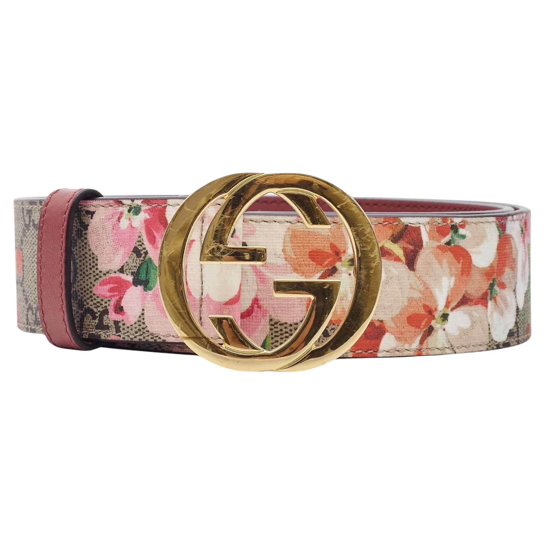 Gucci Supreme Monogram Floral Interlocking GG Belt (Size 75/30) For Sale