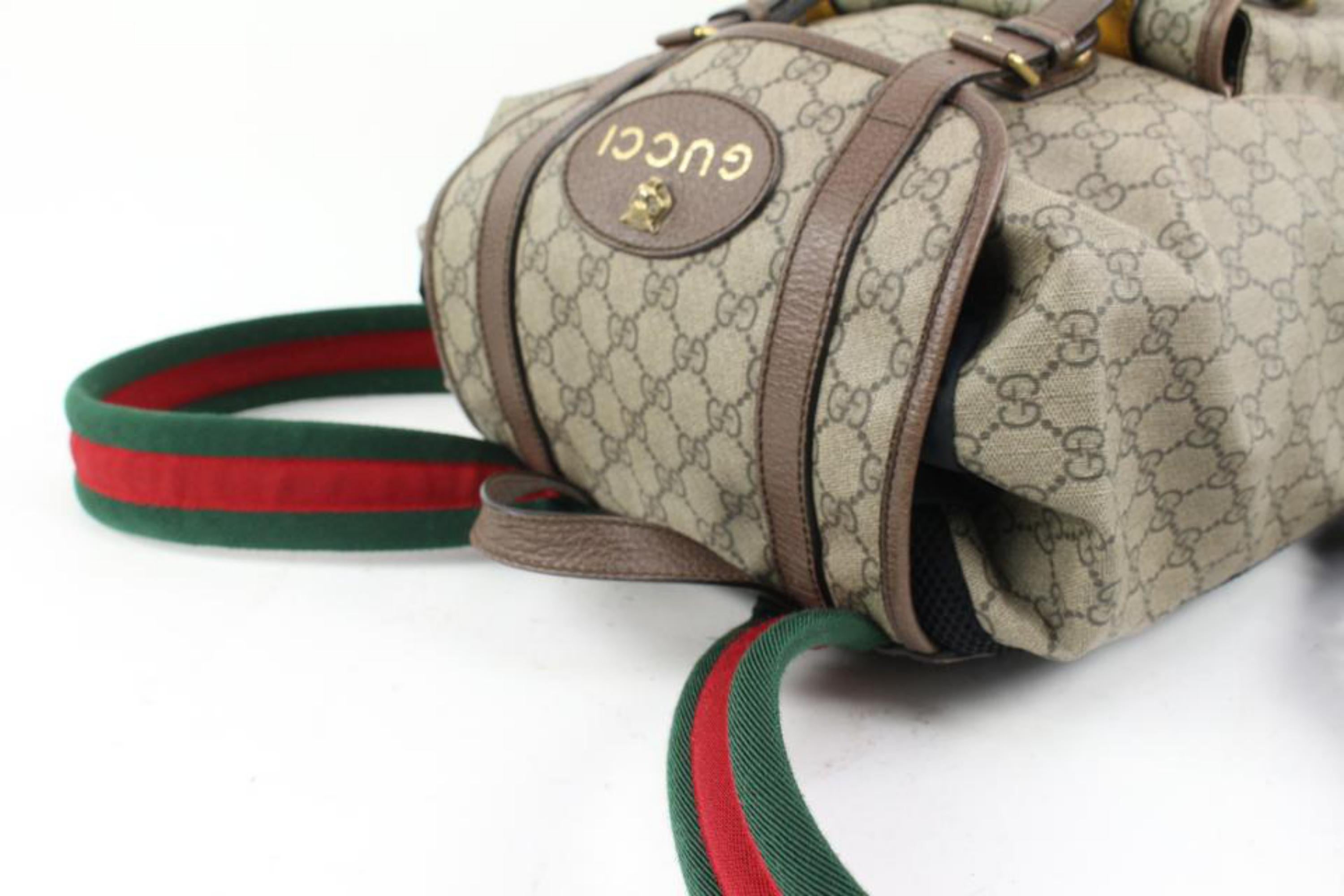 Gray Gucci Supreme Monogram GG Neo Vintage Double Buckle Backpack Acero 23g216s