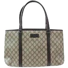 Gucci Supreme Monogram Gg Shopper 870025 Brown Coated Canvas Tote