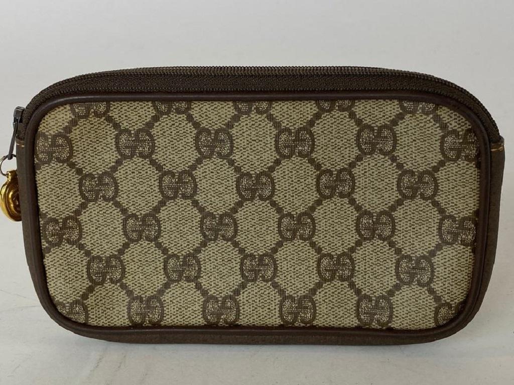 Women's Gucci Supreme Monogram Gg Zippy Case 16ga527 Brown Coated Canvas Clutch